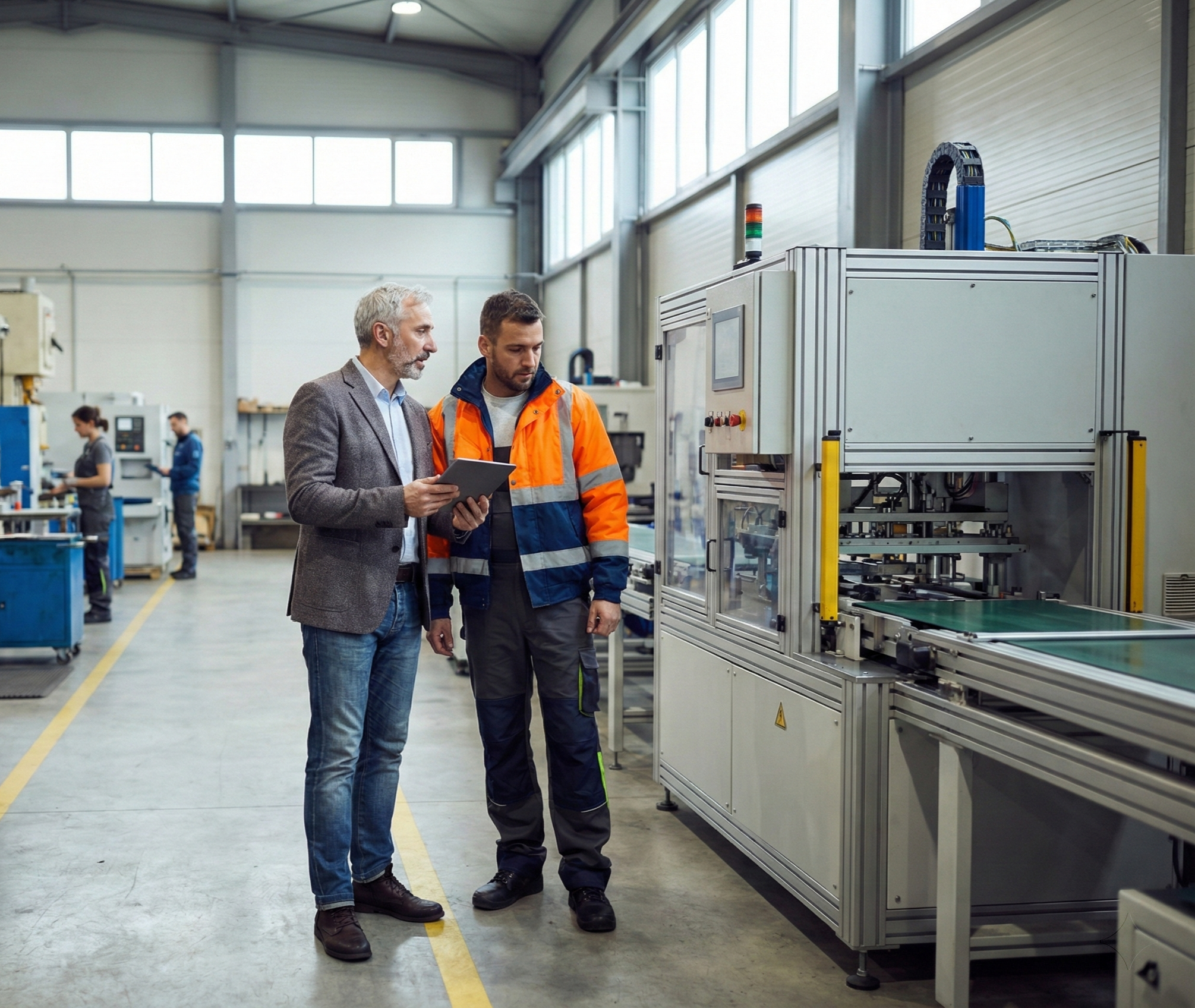 Engineering manager conducting routine inspection in industrial facility